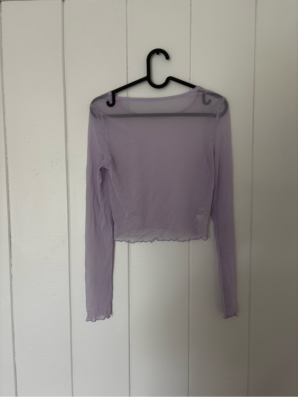 aerie Lavender Sheer Long-Sleeve Crop Top - Picture 2 of 3